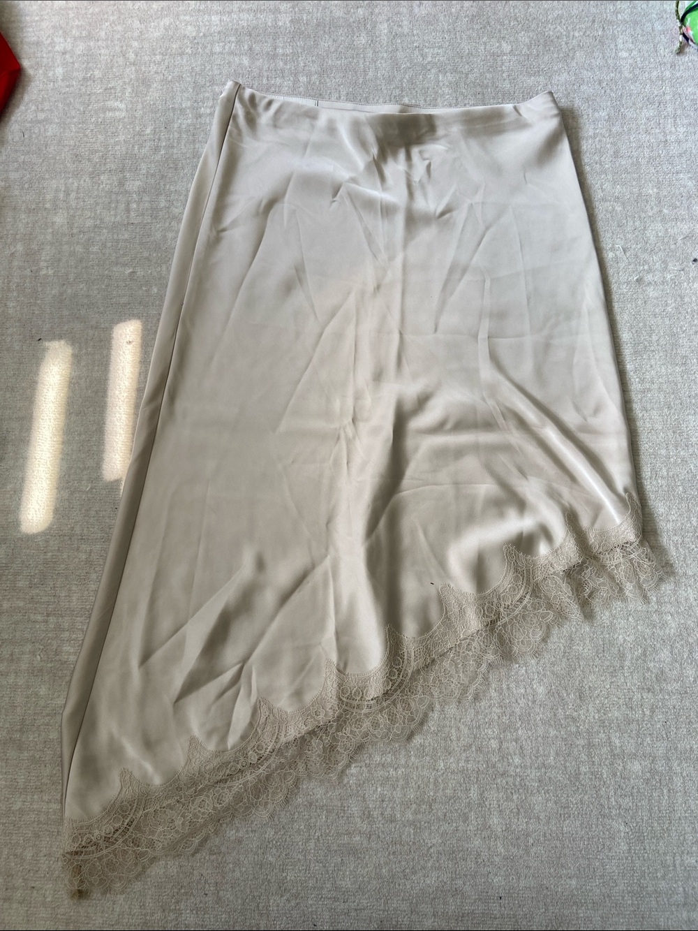 Zara Cream Lace Trim LACE SATIN EFFECT SKIRT